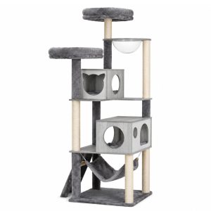 Cat Kitten Toy 178cm Scratching Tree Wooden Grey & White