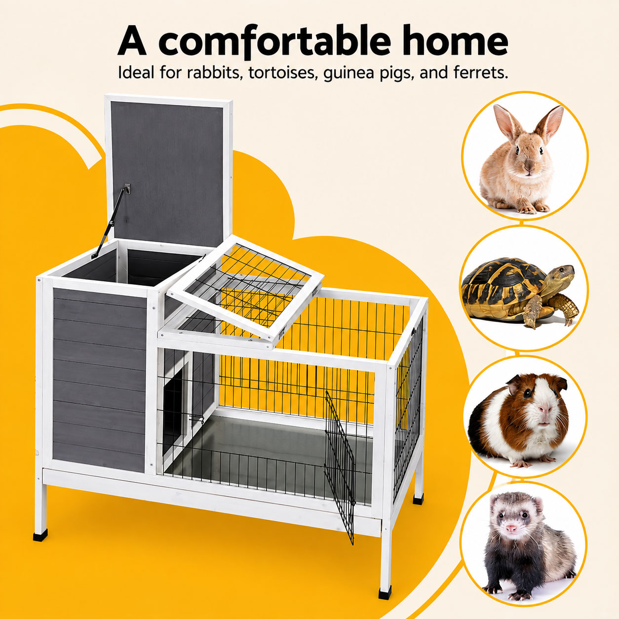 Rabbit Bunny Tortoise Hutch House 97cm - Image 3
